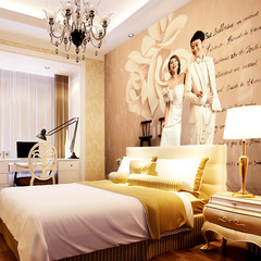 定制照片壁纸 现代卧室客厅婚房背景墙 温馨壁画 整张装饰墙布