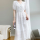 2023夏季新款短袖连衣裙女士宽松气质长裙白色衬裙甜美风仙女裙子