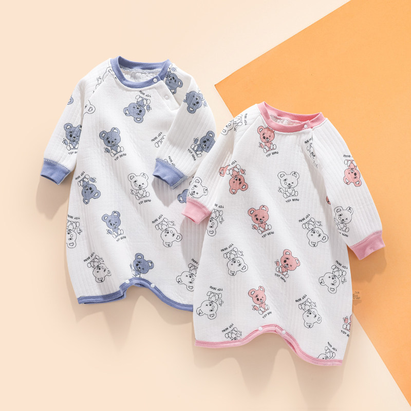 宝宝防踢睡袍男女儿童睡衣连体纯棉春秋款长袖婴儿睡裙家居服秋季