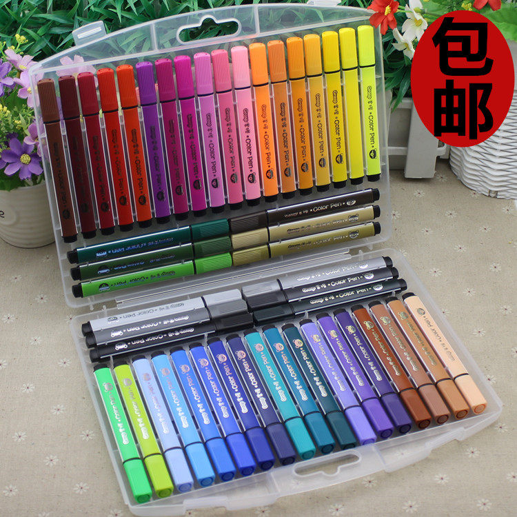 掌握48色水彩笔大容量粗三角杆儿童36色软头水彩笔可水洗绘画笔