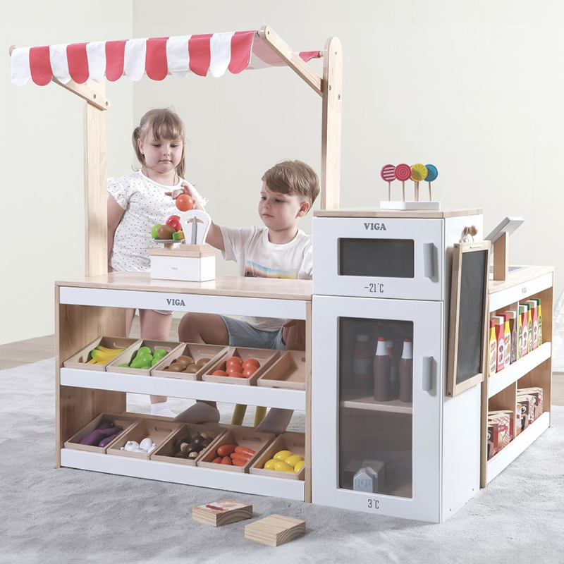儿童超市收银台娃娃家厨房玩具仿真厨具套装过家家幼童货架贩卖柜
