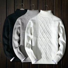 秋季男士假两件毛衣男韩版学生青少年衬衫领针织衫套头羊毛衫男装