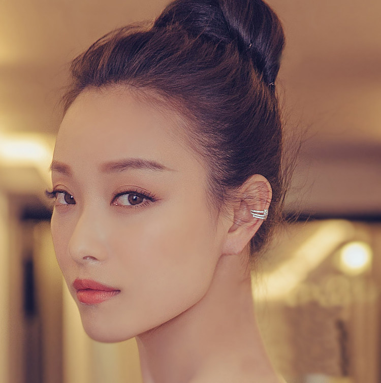 魏璎珞倪妮同款耳钉女纯银玫瑰金耳环无耳洞耳夹 银耳骨夹防过敏
