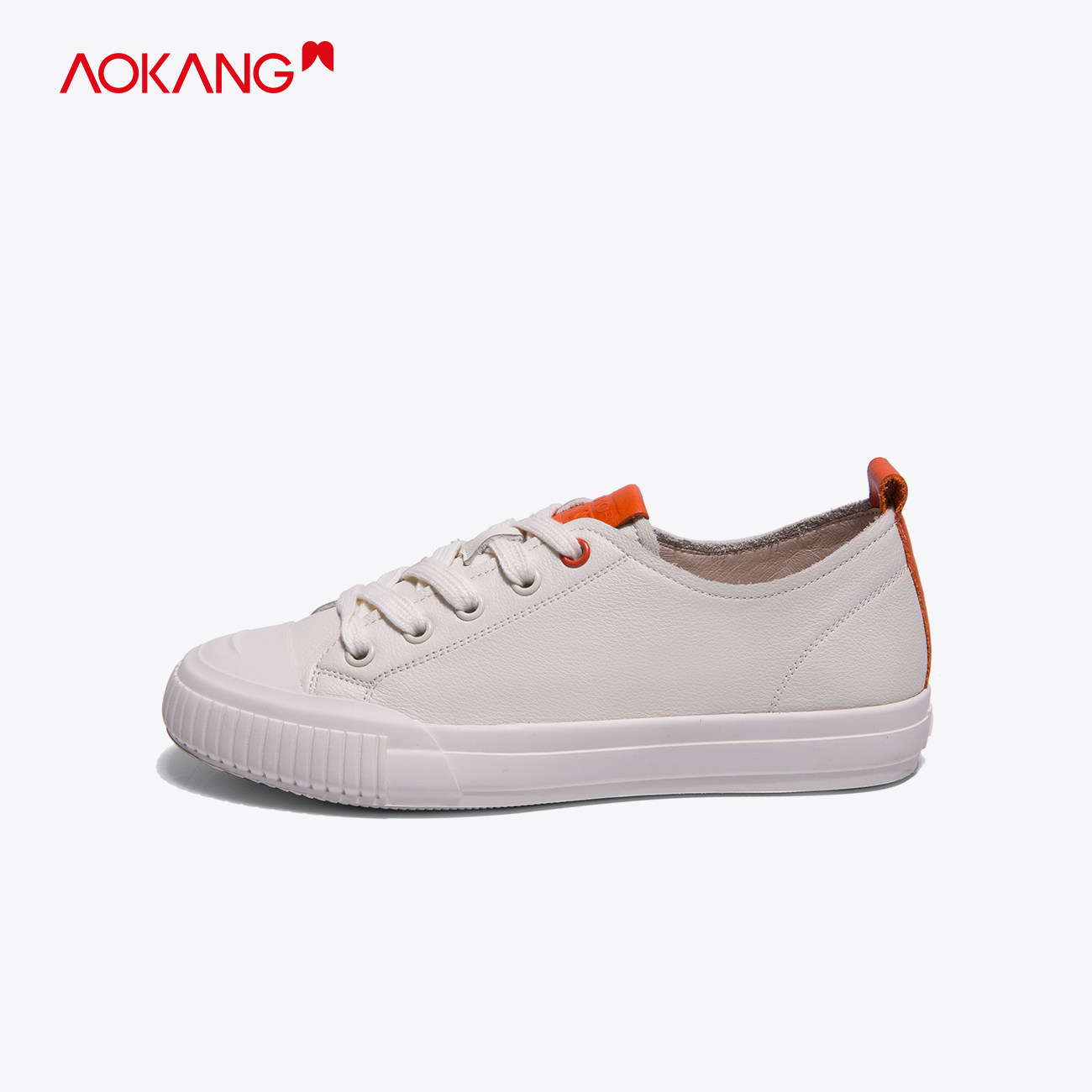 m奥康女鞋 春季新款牛皮革小白鞋休闲学生平底