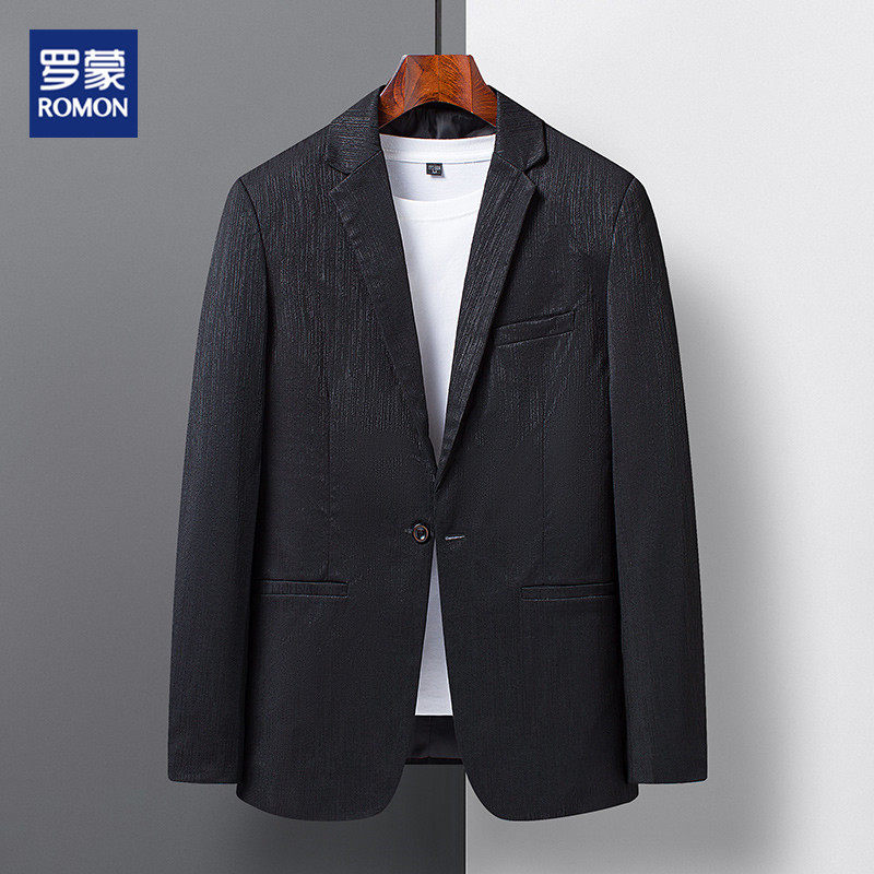 罗蒙品牌高级感春秋季2022新款休闲西服男免烫正装小西装外套上衣