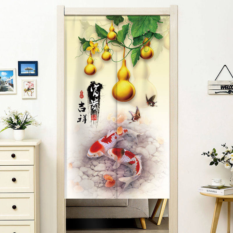 厕所门帘门对门化解葫芦帘厨房挂帘中式布艺挂饰卫生间隔断帘半帘