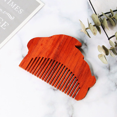 红木萌兔开齿半成品手工梳子檀木料绿木梳木雕