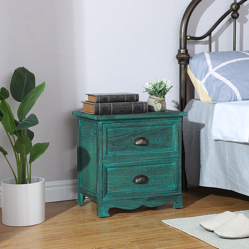 复古美式北欧现代卧室实木床头柜