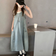 女童无袖连衣裙夏2025新款中大童牛仔拼接背心裙子韩版公主裙洋气
