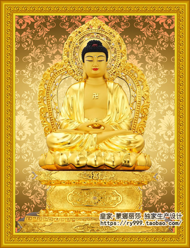 新线绣佛像十字绣金身药师佛挂画药师琉璃光如来佛祖寺院供奉挂画