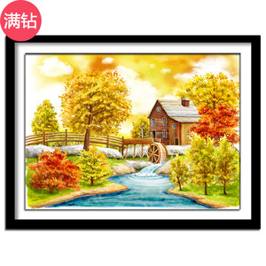 钻石画满钻金色秋天风景手工贴钻十字绣客厅卧室餐厅小幅钻石绣