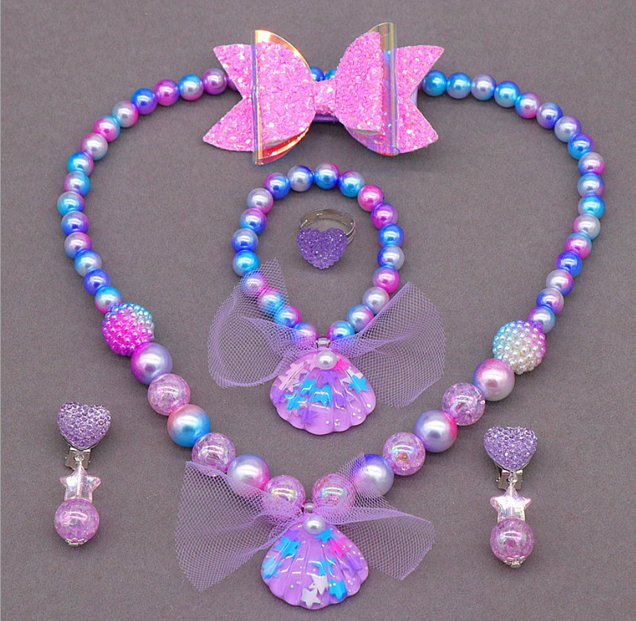 女童公主项链套装冰雪奇缘苏菲儿童饰品美人鱼手链串珠小朋友礼物