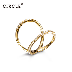 Circle日本珠宝 18K黄金双层戒指 镶嵌钻石戒指时尚女款 正品