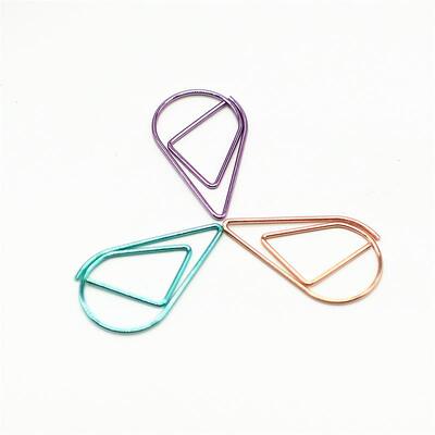 小号紫色水滴形金属电镀回形针 现货不易折断盒装创意曲别针