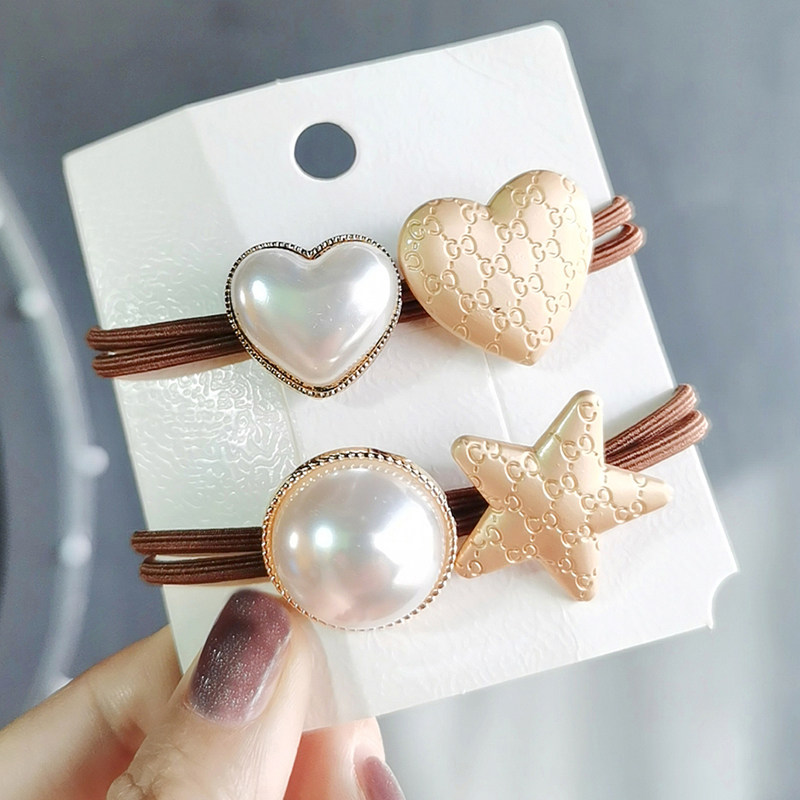 精致风复古头绳女简约气质发圈韩版珠珠星星高弹扎发皮筋发绳发饰