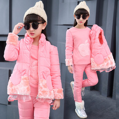 13岁童装女童冬装加厚套装2016新款韩版儿童秋冬装卫衣加绒三件套