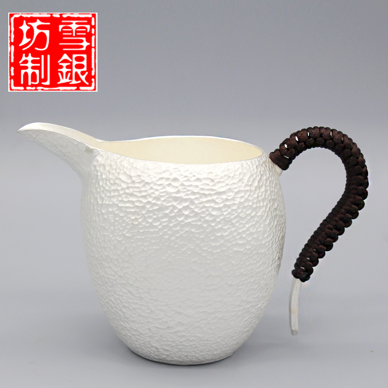 云南雪银坊999纯银公道杯 纯银公杯 茶海 工杯 手工纯银茶杯茶具