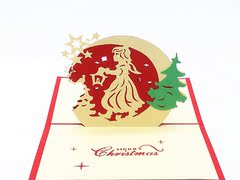 3D圣诞节贺卡立体提灯女孩创意新年元旦礼物明信片祝福片商务定制