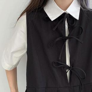 韩版日系中长款背带连衣裙女学生吊带裙夏季单件套装