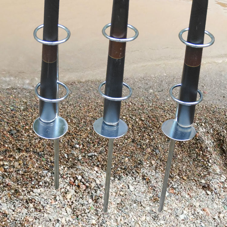 海竿支架抛竿地插筒海杆插地座架全金属插竿筒钓鱼竿立杆器立竿器