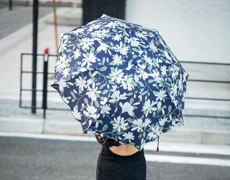 韩国雨伞折叠创意太阳伞女黑胶防晒防紫外线遮阳伞超轻晴雨伞百合