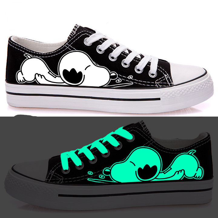 史努比新款低帮情侣鞋夜光帆布鞋男女士休闲鞋学生单鞋荧光手绘鞋|ruв категории Женская обувь, холст обувь - от Buy2taobao.com для оказания профессиональной услуги покупки агента Taobao