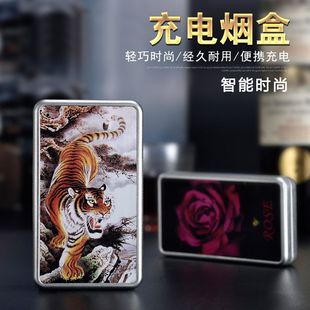 搞笑盒子打火机创意科目翻盖烟盒充电香烟自动煊赫女士大的图片全集二v盒子图片