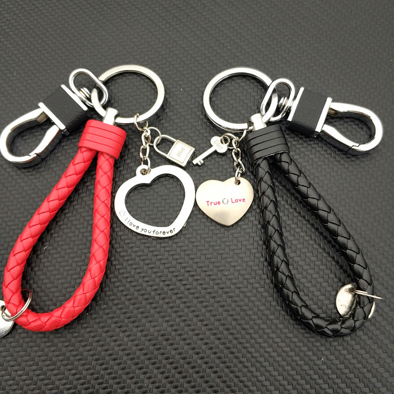 情侣钥匙扣一对韩国创意个性简约可爱心锁汽车钥匙链挂件男女礼物