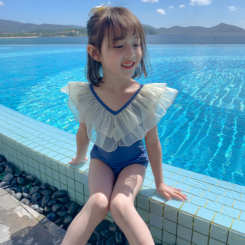 女童泳衣2022新款女宝宝可爱泳装公主三角韩版儿童女孩连体游泳衣