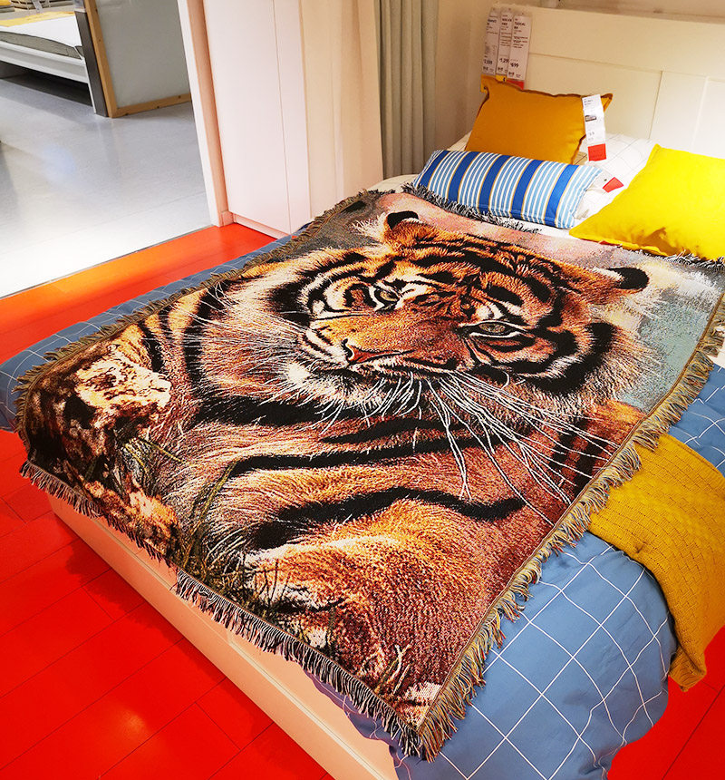 老虎毛毯沙发毯盖毯夏季铺床上用毛巾被办公室午睡宿舍露营小毯子