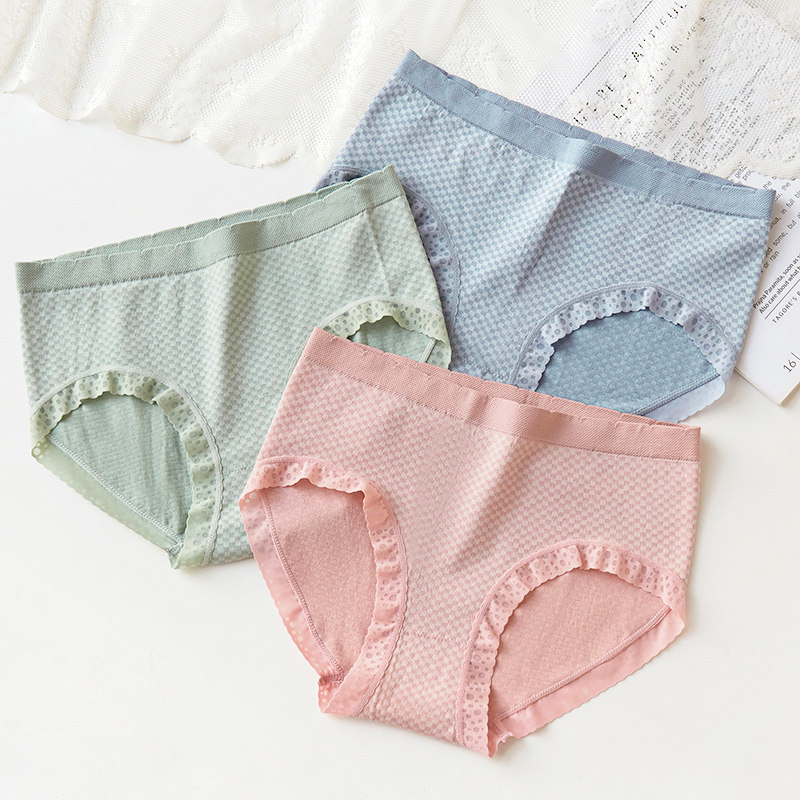 3条装 女士内裤抗菌纯棉裆少女性感无痕日系中腰透气三角短裤头