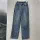 jeans夏款阿凡牛3501浅蓝色蝴蝶结牛仔窄版阔腿裤女显瘦直筒裤