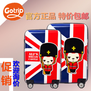 哪裡有古馳兒童專櫃 gotrip阿貍英倫風米字旗卡通復古旅行拉桿箱兒童登機箱萬向輪男女 古馳耳釘專櫃