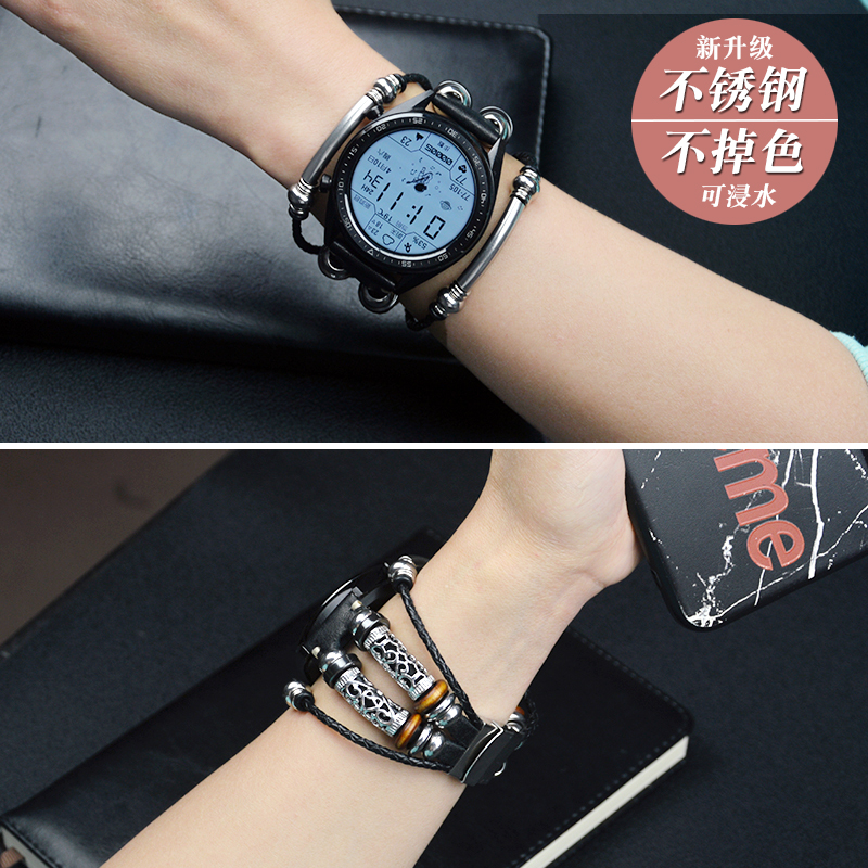 适用华为gt2手表荣耀GS国潮复古watch3 pro钛钢潮流真皮表带46mm
