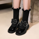 女童黑色皮鞋2024秋冬季洋气公主袜靴儿童弹力靴加绒短靴大童鞋子