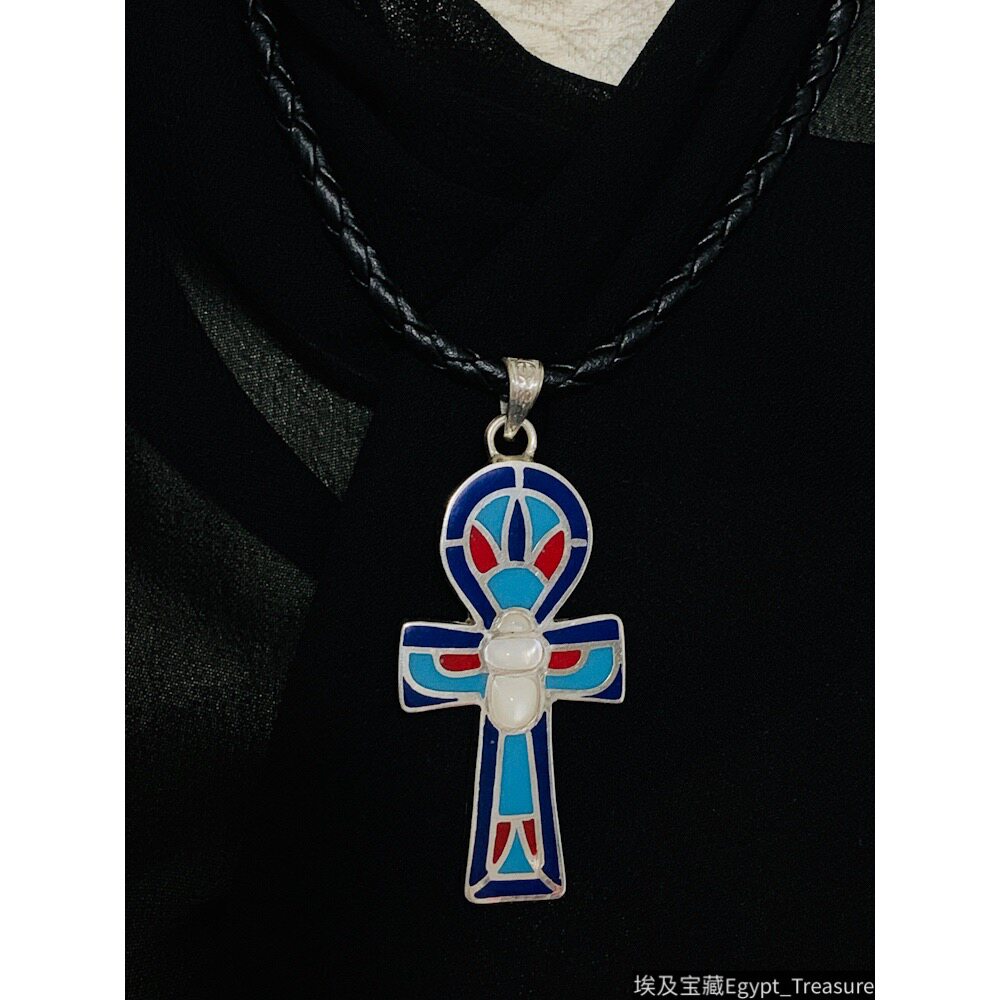 现货埃及买手 孤品古埃及皇室安卡十字架银吊坠 古埃及艺术