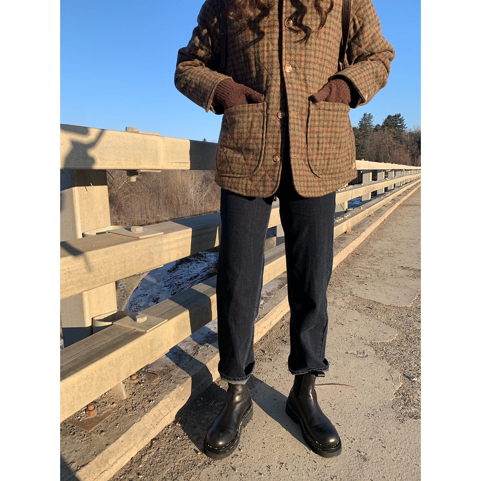 kernel cosmos 20fw 复古丹宁蓝 水洗高腰明线直筒百搭显瘦牛仔裤