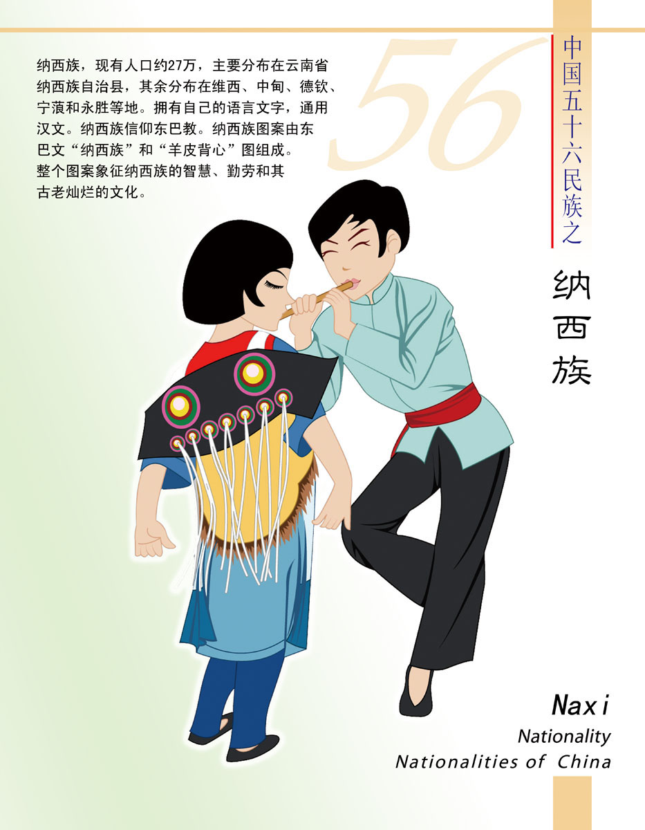 530年画海报展板喷绘贴纸素材39中国56个民族之纳西族