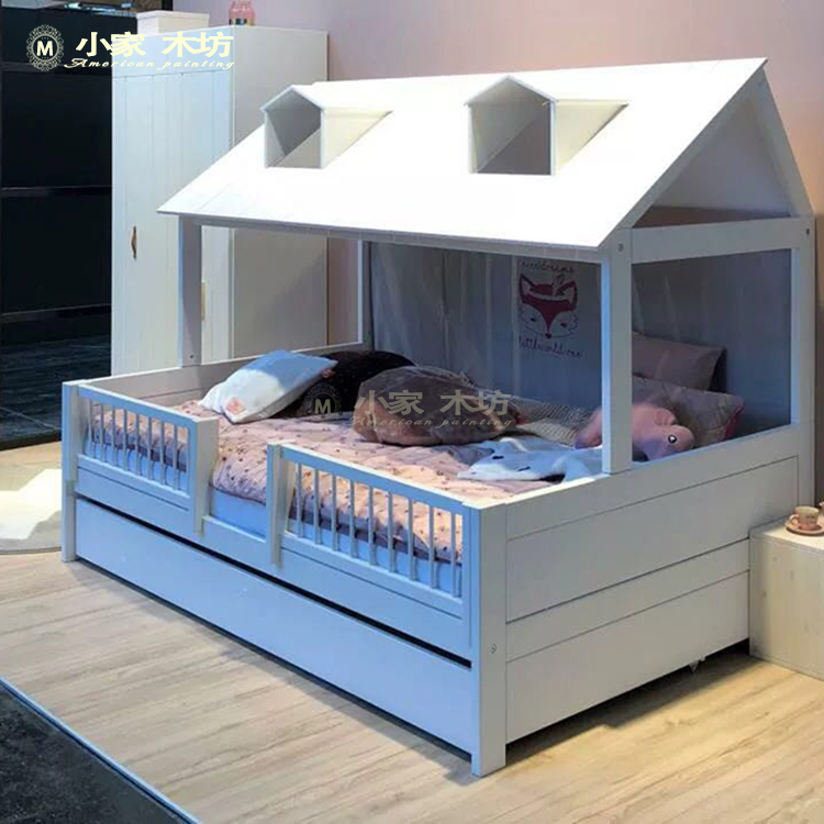 个性定制实木儿童树屋床单层床双层子母床创意半高公主床秘密基地