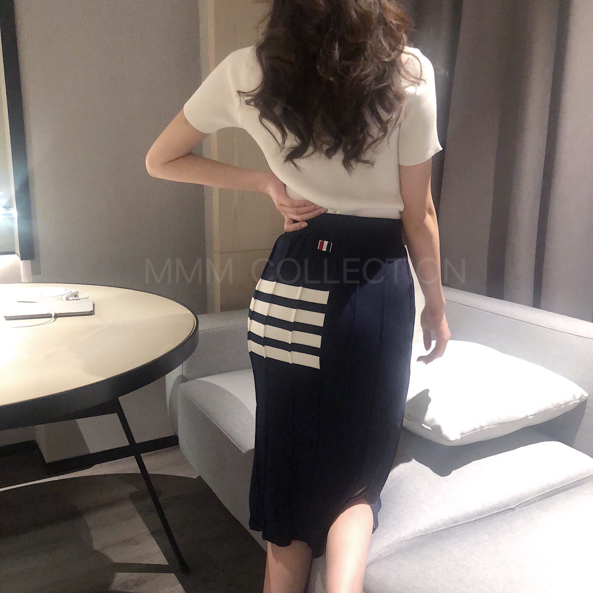 tb新款色织四杠半身裙tb中长款纯棉修身裙tb休闲运动裙