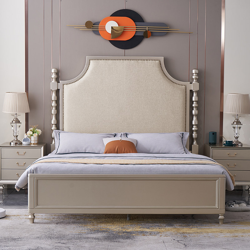 美式实s木床18米双人床全实木原木美式乡村卧室家具主卧大床婚床