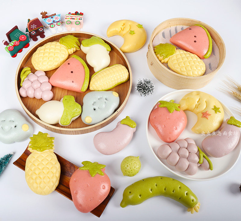 16只装纯手工果蔬馒头儿童早餐食品营养组合卡通包子宝宝辅食水果