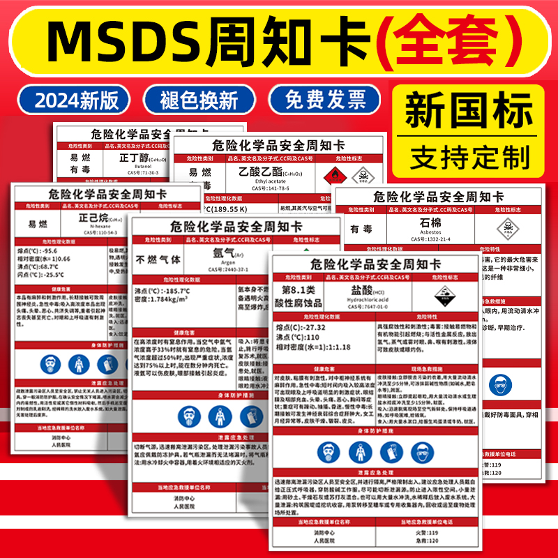 危险化学品安全周知卡标识牌标签MS