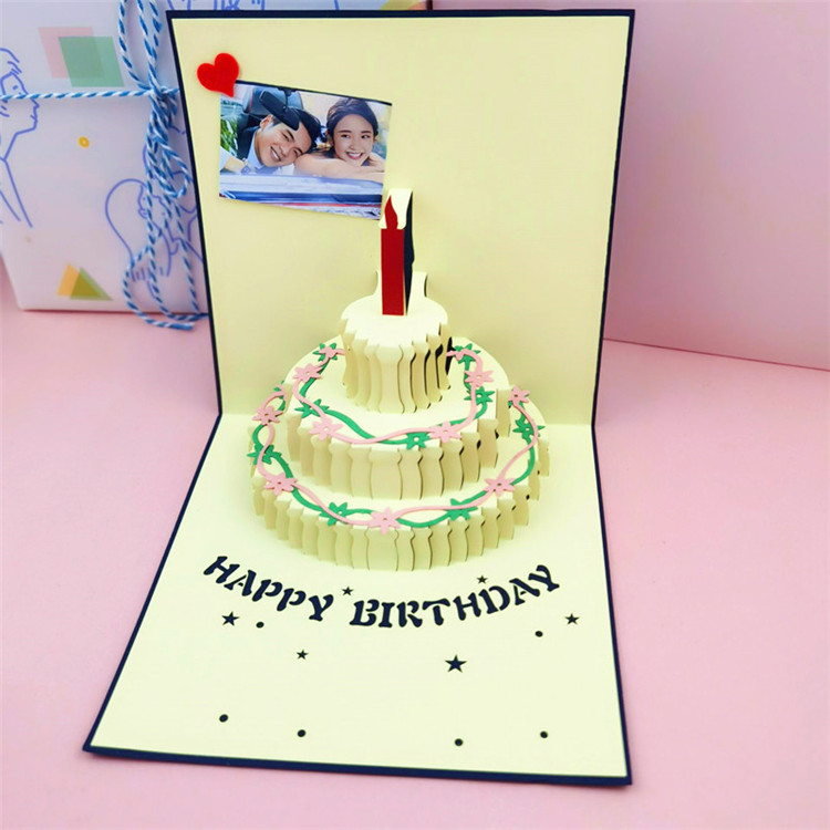 立体蛋糕生日贺卡定制代手写ins3d创意diy手工礼物高档祝福小卡片