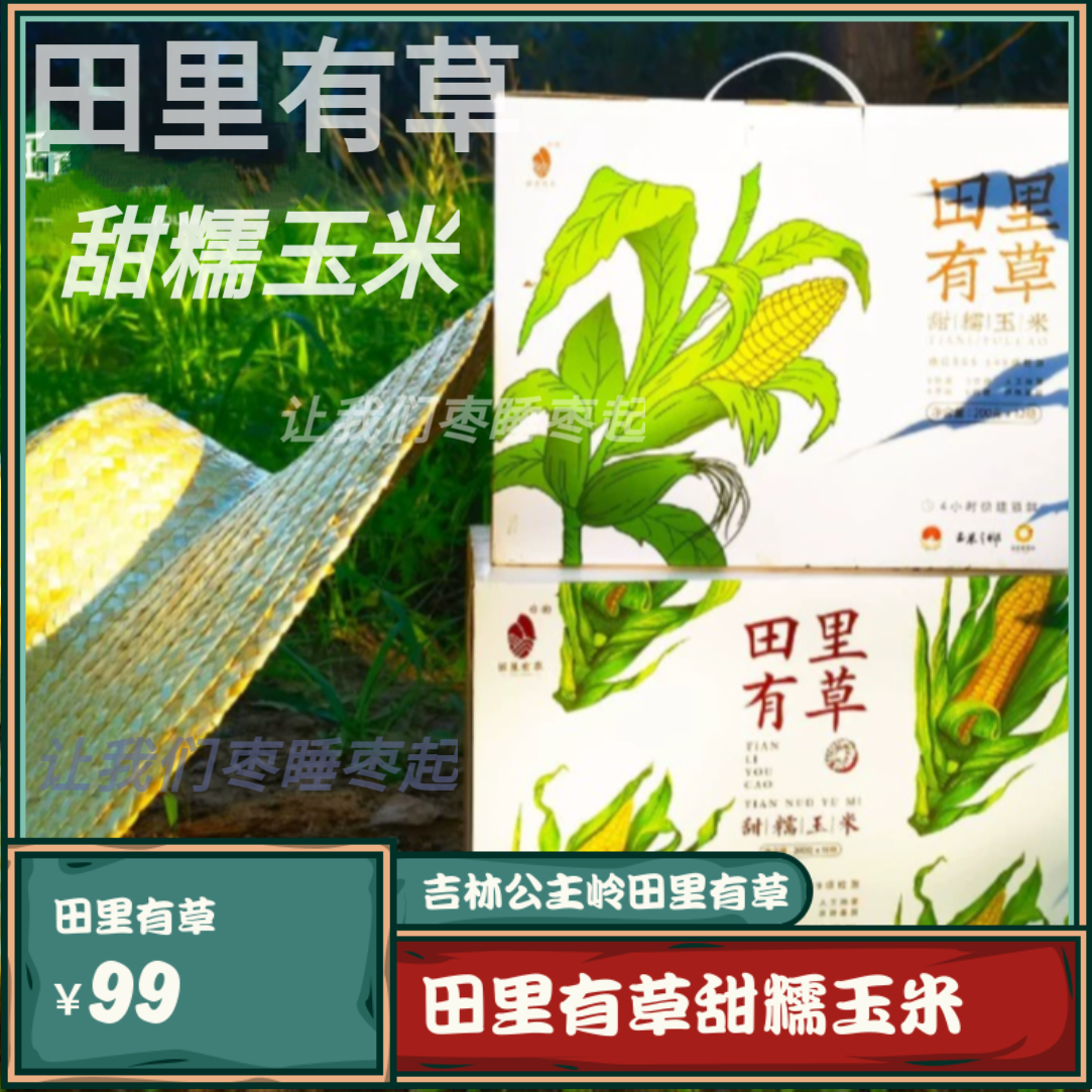 吉林公主岭田里有草甜糯玉米黄糯新鲜真空苞米非转基因田甜苞包邮