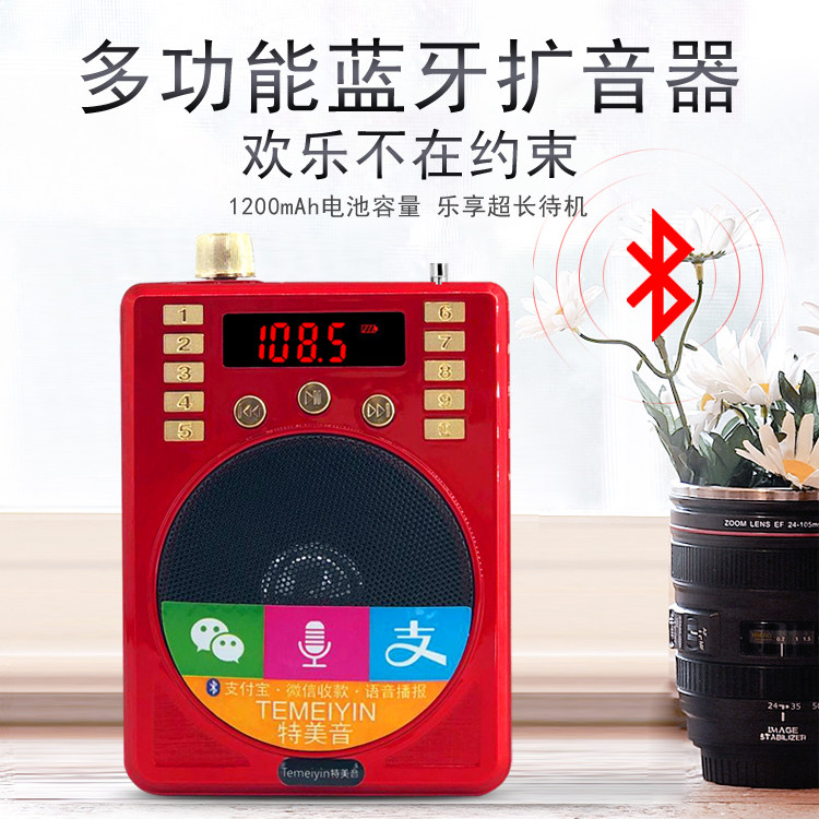 特美音t6双电录音蓝牙小蜜蜂扩音器教师专用录音无线户外播放