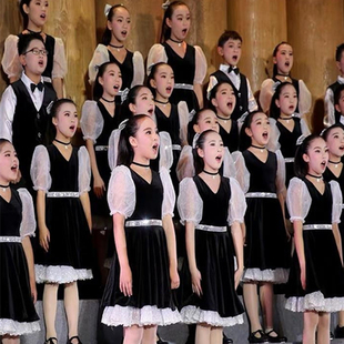 六一儿童合唱演出服男女童礼服蓝中小学生朗诵表演服大合唱团服装