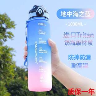水杯女高颜值健身水壶男学生吸管tritan塑料耐高温大容量运动水瓶