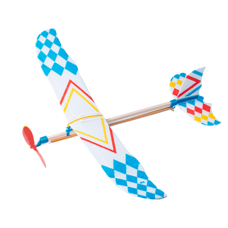 益智拼装手工diy橡皮筋动力飞机模型航模双翼飞行儿童玩具
