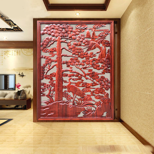 镂空雕花背景墙中式图片